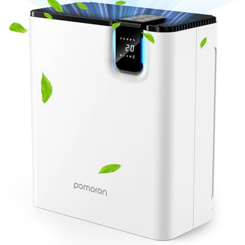POMORON Air Purifiers for Home Large Room Up to 2500Ft² with Air Quality Sensor&Auto Mode, UV Light, H13 HEPA Air Purifiers Filter 99.97% of Pollen Allergies Smoke Pet Dander for Bedroom, White