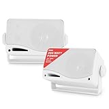 Pyle 3-Way Weatherproof Outdoor Speaker Set - 3.5 Inch 200W Pair of Marine Grade Mount Speakers - in a Heavy Duty ABS Enclosure Grill - Home, Boat, Poolside, Patio, Indoor Outdoor Use -PLMR24 (White)