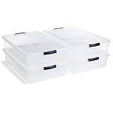 Rubbermaid Cleverstore 41 Qt Clear Storage Bins with Latching Lids, 4-Pack, Stackable, BPA-Free, Made in USA