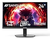 SANSUI 24 Inch Gaming Monitor 180Hz 1Ms FreeSync HDR 110% sRGB FHD 1080P Computer Monitor HDMI DP Ports Eye Care Frameless VESA Mount Cable Management(ES-G24F4L DP Cable Included)