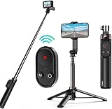 Selfie Stick Tripod with Remote for GoPro 13 12 11 10 9 8 Black Go Pro Max 11 Mini Phones, Telesin Waterproof Aluminum Extension Pole Monopod for iPhone Android Action Camera Accessories