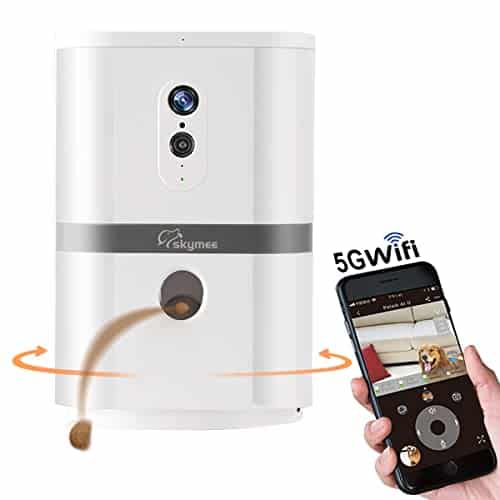 SKYMEE Petalk AI II Dog Camera Automatic Treat Dispenser, 5G WiFi Full HD Pet Camera with 180° Pan Full-Room View,Night Vision,Two Way Audio for Dogs and Cats,Compatible with Alexa (Support 5G WiFi)