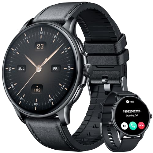 Smartwatch for Men Fitness Tracker: Black Smart Watches (Answer/Make Calls) 1.43’’ AMOLED Touchscreen with Waterproof Heart Rate Blood Pressure Health Monitor Sport Pedometer Compatible Android iOS