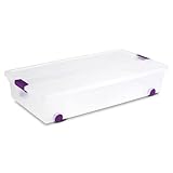 Sterilite 60 Qt ClearView Latch Underbed Wheeled Storage Box, Stackable Bin with Latching Lid, Plastic Rolling Container Tote for Organization, 4-Pack