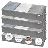 StorageExpert Closet Organizers and Storage - Maximize Space with Under Bed Storage Containers & Clothes Storage - Ideal Closet Storage, Toy Storage Organizer & Underbed Storage (Grey, 4 Pack)