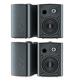 STUDIOFINIX 5.25 Inches 600 Watts Indoor Outdoor Bluetooth Speakers All Weather Wired Wall Mount System for Patio Deck (4 Speakers)