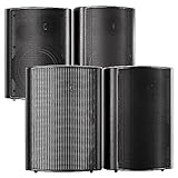 STUDIOFINIX 800W 6.5 Inch Outdoor Bluetooth Speakers Waterproof Wired with Multifunctional Amplifier Wall Mount Weatherproof Loudspeaker System for Patio Garden Poolside Home(4 Speakers,Black)