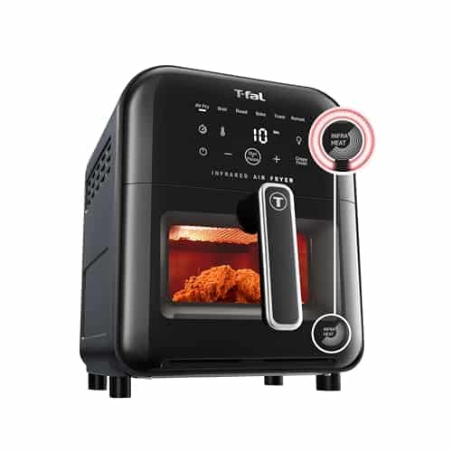 T-fal Infrared Air fryer, Premium Infra-heat Technology, 7 in 1, Extra Crispy, Fast Heat-up, 6.3 Quart, 1550W, Digital Touch screen, Black