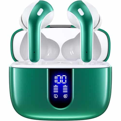 TAGRY Bluetooth Headphones True Wireless Earbuds 60H Playback LED Power Display Earphones with Wireless Charging Case IPX5 Waterproof in-Ear Earbuds with Mic for TV Smart Phone Laptop Computer Sports
