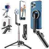 TELESIN Magnetic Selfie Stick Tripod with Bluetooth Remote Control, 27" Extendable Phone Stand Tripod for Magsafe for iPhone 15 14 13 12 Pro Max Series, All Android Phones with Magnetic Functionality