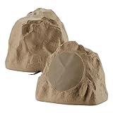Theater Solutions 2R8S Outdoor Sandstone 8" Rock 2 Speaker Set for Deck Pool Spa Yard Garden