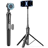 UBeesize 72'' Magnetic Tripod for iPhone with Remote, Extendable Cell Phone Tripod Stand, Compatible with MagSafe, Selfie Stick Tripod for iPhone 15 14 13 12 11 Series and Android Phones
