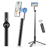 ULANZI 64.6'' Magnetic Selfie Stick Tripod Max, All-in-One Phone Tripod w Magnetic Phone Holder & Detachable Wireless Remote, C/W Magsafe, for iPhone 16 15 14 13 12 Series & Android Phones (Black)