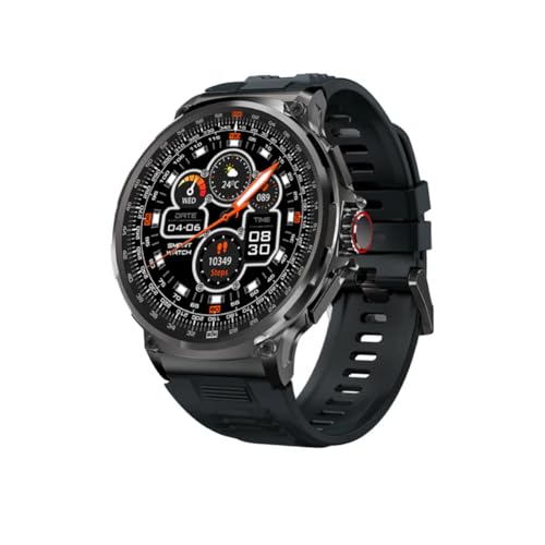 V69 1.85" Round HD Luxury Military Smart Watch for Men, 100 Days Stand by 710mAh Powerfull Battery, Tactical Fitness Tracker, SMARTWATCH for Android iOS, 5ATM Waterproof
