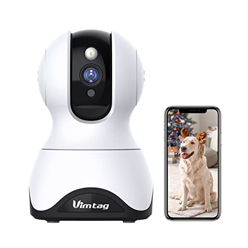 VIMTAG Pet Camera, 2.5K HD Pet Cam, 360° Pan/Tilt View Angel with Two Way Audio, Dog Camera with Phone APP, Motion Tracking Alarm,Night Vision,24/7 Recording with Cloud/Local SD, Smart Home Indoor Cam