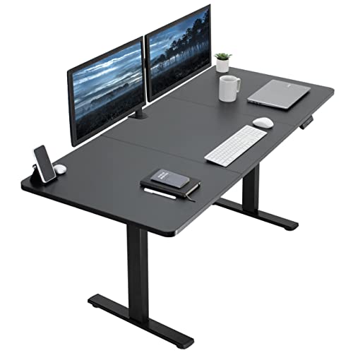 VIVO Electric 71 x 30 inch Standing Desk Workstation, Memory Controller Height Adjustment, 1B Series, Black Top Black Frame, DESK-KIT-1B7B