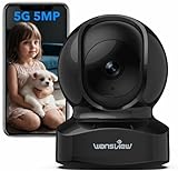 wansview Security Camera, IP Camera, WiFi Home Indoor Camera for Baby/Pet/Nanny, 2 Way Audio Night Vision, Compatible with Alexa, with TF Card Slot and Cloud, Q5 (Black, 5MP)