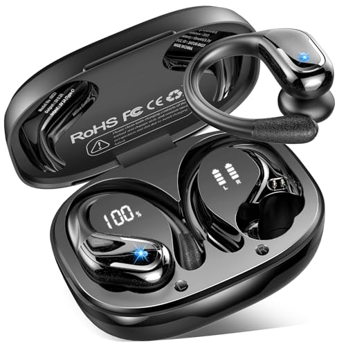 Wireless Earbuds Sport, Bluetooth 5.4 Headphones 2024 Bluetooth Earbuds with 75Hrs Stereo, 4 ENC Mic, Over-Ear Buds with Earhooks Noise Canceling Earphones , IP7 Waterproof Headset for Workout/Running