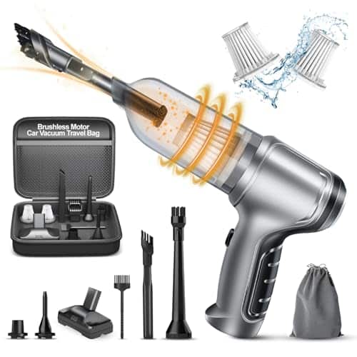 WOTOU Car Vacuum Cleaner High Power: 15000Pa Handheld Vacuum 3 in 1 Brushless Motor Cordless Car Vacuum with 2 Speeds Type-C Multi-Nozzles Portable Mini Vacuum for Car Office Desktop Home Cleaning