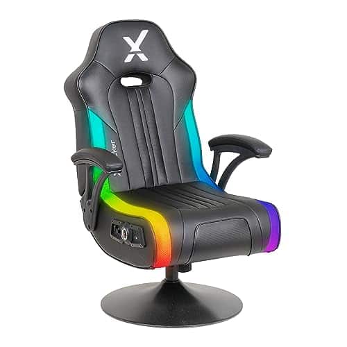 X Rocker Torque Pedestal Video Gaming Chair, LED RGB, Wireless Bluetooth Audio, Subwoofer and Vibration, Black