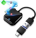 2-in-1 Wireless Carplay and Android Auto Adapter with Fast Stable 5Ghz WiFi Bluetooth, Wireless Carplay Adapter Applies to Cars After 2016 & Phone with iOS 10+& USB-A/Type-C
