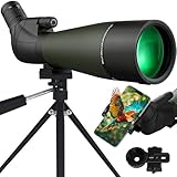 25-75X80 Spotting Scope for Target Shooting - Aurosports BAK4 High Definition Scopes with Tripod & Phone Adapter - Waterproof Spotter Scope for Hunting Bird Watching Wildlife Viewing