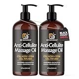 Anti Cellulite Massage Oil for Massage Therapy - Collagen and Stem Cell Skin Tightening Cellulite Cream for Women - 8 Fl Oz by M3 Naturals (2 Pack)