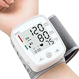 Blood Pressure Monitor Adjustable Wrist Blood Pressure Cuff 2 x 90 Readings Digital Rechargeable Blood Pressure Machine with Voice Function with Carrying Case for Home Use