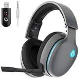 Gtheos 2.4GHz Wireless Gaming Headset for PS5, PS4 Fortnite & Call of Duty/FPS Gamers, PC, Nintendo Switch, 7.1 Surround Sound, Bluetooth 5.3 Gaming Headphones with ENC Mic, 40+Hr Battery - Space Gray