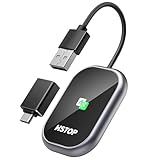 HSTOP Wireless Carplay Adapter and Android Auto Wireless Adapter 2 in 1 2024 Carplay Wireless Adapter Converts Wired Carplay to Wireless,USB-A to USB-C for iOS10+/Android 11+