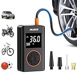 NUSTE Tire Inflator Portable Air Compressor - 150 PSI Cordless Mini Bike Tire Pump, Air Pump for Car Motorcycle Bicycle Tires, Balls, with Pressure Gauge, LED Light