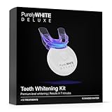 PurelyWHITE DELUXE Teeth Whitening Kit, Complete LED Teeth Whitening, 15+ Treatments, (3) 3ml Whitening Gel Syringes, Whiter Smile in 7 Minutes