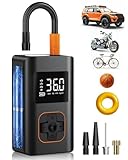 Tire Inflator Portable Air Compressor, 8000mAh Cordless Air Pump for Car Tires, 150 PSI Electric Bike Tire Pump with LED Light and Digital Pressure Gauge for Motorcycle, Auto, Ball, Bicycle