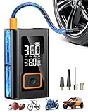 Tire Inflator Portable Air Compressor,150 PSI Bike Tire Pump - Compact Air Pump for Car Tires,Bicycle,Motorcycle,Ball,Rechargeable Tire Inflator with Digital Pressure Gauge and LED Lighth