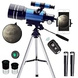 ToyerBee Telescope for Adults & Kids, 70mm Aperture (15X-150X) Portable Refractor Telescopes for Astronomy Beginners, 300mm Professional Travel Telescope with A Phone Adapter& A Wireless Remote