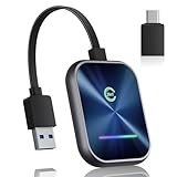 Wireless CarPlay Adapter 2024 Upgraded, 2 in 1 Wireless CarPlay & Android Auto Adapter Converts Factory Wired CarPlay to Wireless, Plug and Play Car Play Wireless Adapter, Compatible iPhone/Android