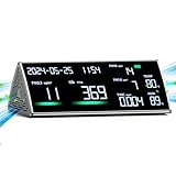 Air Quality Monitor Indoor, 12 in 1 Metallic Surface Air Quality -Tester Easy Calibration Indoor Air Quality Meter, Indoor Portable CO2, TVOC, PM2.5, PM1.0, PM10, Temperature, Humidity & Time Display