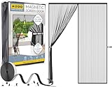 AUGO Magnetic Screen Door - Self Sealing, Heavy Duty, Hands Free Mesh Partition Keeps Bugs Out - Pet and Kid Friendly - Patent Pending Keep Open Feature - 74 Inch x 81 Inch