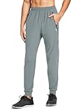 BALEAF Men's Joggers Athletic Pants Lightweight Running Hiking Pants Workout Training Gym Quick Dry Zipper Pockets Light Gray M