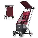 Beberoad Love R1 Auto-Folding Ultra Lightweight Travel Stroller for Airplane, Small Compact Stroller for Babies and Toddlers Aged 6-36 Months with Mirror Anodizing Frame, Only 11.5 lbs, Red