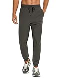 CRZ YOGA Athletic Joggers for Men Lightweight Water Resistant Outdoor Workout Pants with Zip Pockets Arbor Olive Large