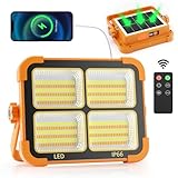 EK ENNOKING Solar LED Work Light, 464 LEDs 100W 10000LM 12000mAh Battery Rechargeable Portable Floodlight with Magnetic & Remote for Outdoor Camping, Fishing, Emergency, Mechanics Repair, jobsite lamp