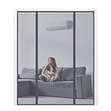 Fiberglass Magnetic Screen Door Mesh - Heavy Duty Magic Door Screen Closure with Magnets for Sliding, Patio, French, Front and Back Door, Kid and Pet Friendly, Easy Install Gray