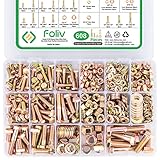 FOLIV 608pcs Grade 8 Bolts and Nuts Assortment Kit, 1/4-20, 5/16-18, 3/8-16, 1/2-13 Heavy Duty Hex SAE Bolts Nuts Washers Assortment Kit