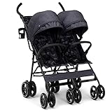 GAP babyGap Classic Side-by-Side Double Stroller - Lightweight Double Stroller with Recline, Extendable Sun Visors & Compact Fold - Made with Sustainable Materials, Black Camo