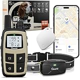 GWORLD i tag Dog Shock Collar No Monthly Rent GPS trackers for Dogs (Only iOS) with Smart Tracker 2 in-1 Dog Training Collar with Remote Innovative IPX7 Waterproof, for All Breeds Sizes