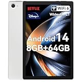 HiGrace Tablet 10 inch, Android 14 Tablet Octa-Core Processor with 64GB Storage, Dual 5MP+8MP Camera, WiFi 6, Bluetooth, TF 1TB, Long Battery Life, Performance Tablet (White)