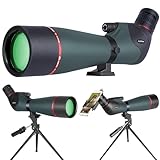 JoyDate Updated 20-60x80 Spotting Scopes for Target Shooting, BAK4 Waterproof Spotting Scope for Hunting Bird Watching Wildlife Viewing- HD Spotter Scope with Phone Mount Tripod and Carry Case