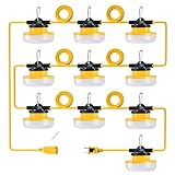 LEDIARY 100FT LED Construction String Lights, 150W 15000LM String Work Lights, Linkable Jobsite Lights, Weatherproof Temporary Lighting Indoor&Outdoor, ETL Listed