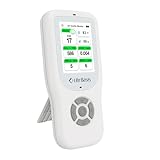 LifeBasis Air Quality Monitor Indoor, 10-in-1 Air Quality Detector with Stand, Real-Time Air Meter Test AQI, PM1.0, PM2.5, PM10, CO2, TVOC, HCHO, Particles, Temperature and Humidity with Alert -White